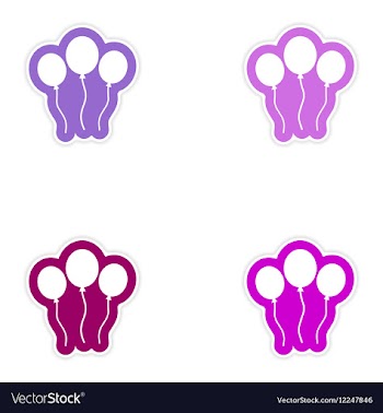 Set of paper sticker on white background balloons vector image