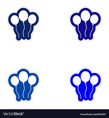 Set of paper sticker on white background balloons vector image