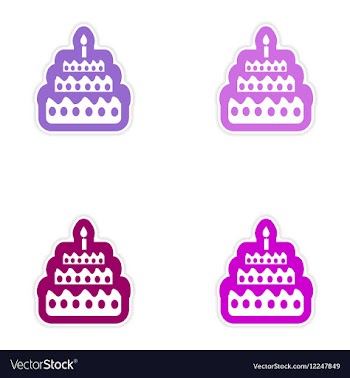 Set of paper sticker on white background cake vector image