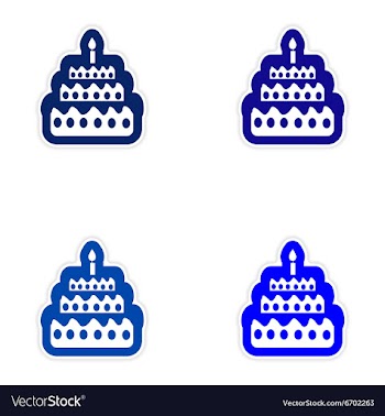 Set of paper sticker on white background cake vector image