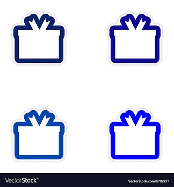 Set of paper sticker on white background gift box vector image