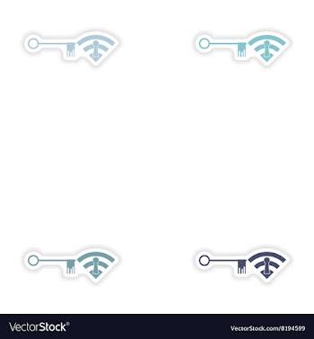 Set of paper sticker on white background Wi fi key vector image