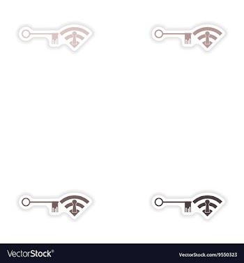 Set of paper sticker on white background Wi fi key vector image