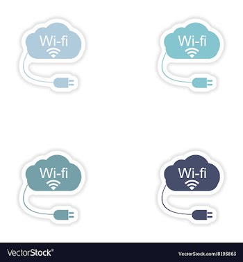 Set of paper sticker on white background Wi fi vector image