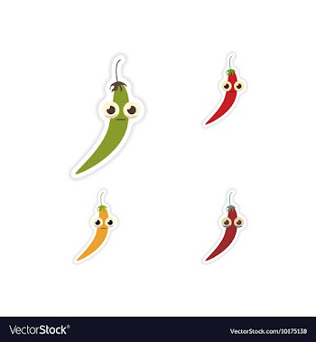 Set of paper stickers on a white background chilli vector image