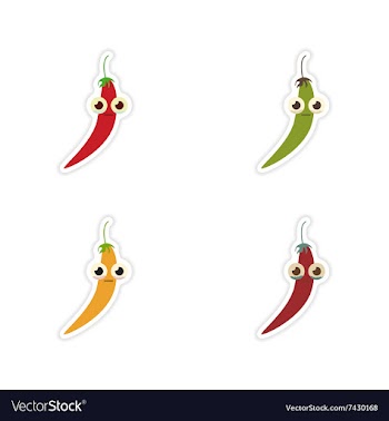 Set of paper stickers on a white background chilli vector image