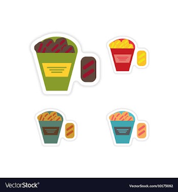 Set of paper stickers on a white background snack vector image