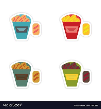 Set of paper stickers on a white background snack vector image