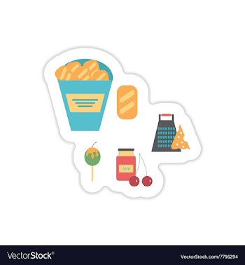 Set of paper stickers on a white background snacks vector image