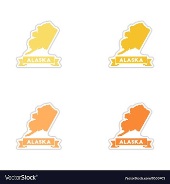 Set of paper stickers on white background Alaska vector image