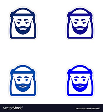 Set of paper stickers on white background Arab men vector image