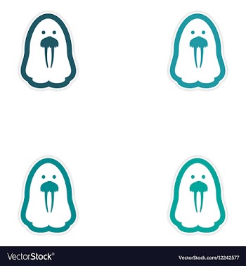 Set of paper stickers on white background Arctic vector image