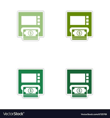 Set of paper stickers on white background ATM vector image
