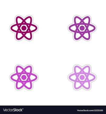 Set of paper stickers on white background atom vector image