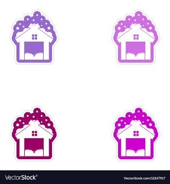 Set of paper stickers on white background barn in vector image