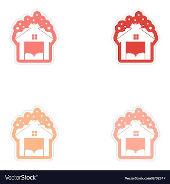 Set of paper stickers on white background barn in vector image