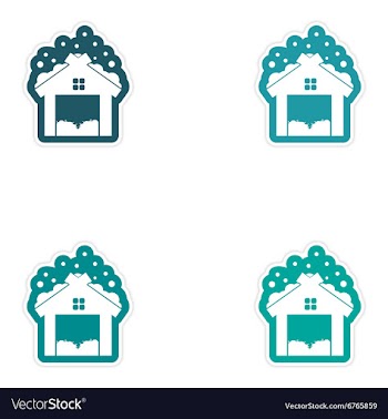 Set of paper stickers on white background barn in vector image