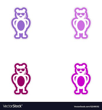 Set of paper stickers on white background bear vector image