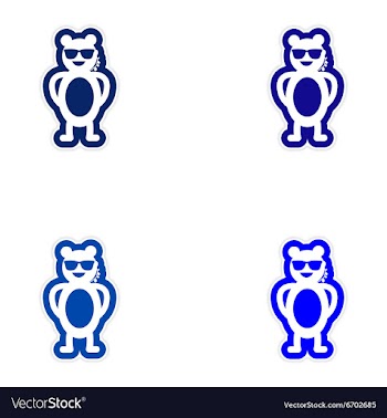 Set of paper stickers on white background bear vector image