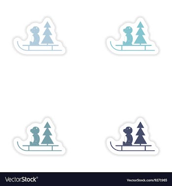 Set of paper stickers on white background Bear vector image