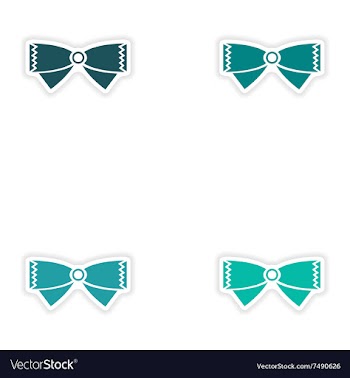 Set of paper stickers on white background bow-tie vector image