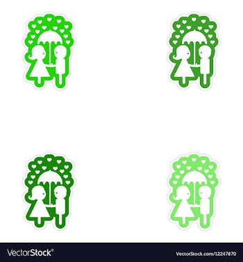 Set of paper stickers on white background boy girl vector image