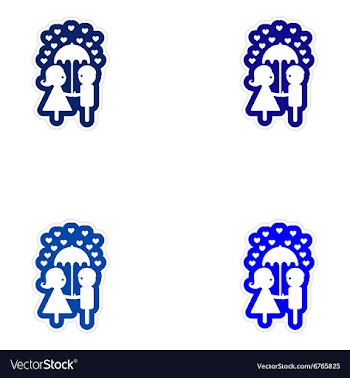 Set of paper stickers on white background boy girl vector image