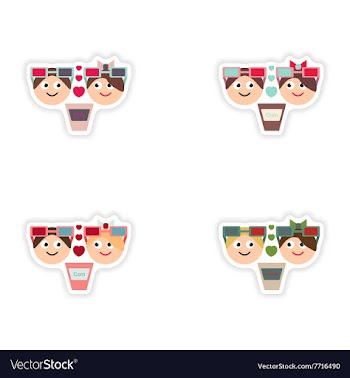 Set of paper stickers on white background boy girl vector image