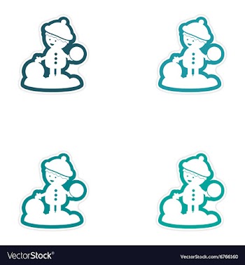 Set of paper stickers on white background boy vector image