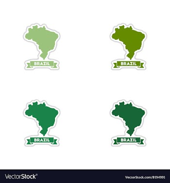 Set of paper stickers on white background Brazil vector image