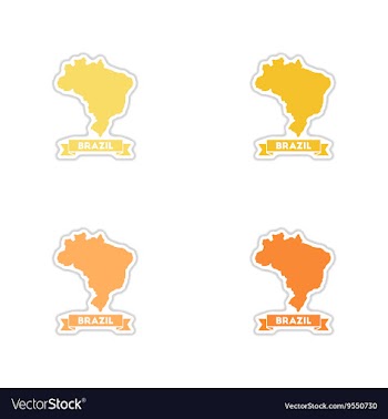 Set of paper stickers on white background Brazil vector image
