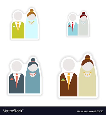 Set of paper stickers on white background bride vector image