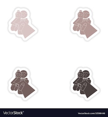 Set of paper stickers on white background bride vector image