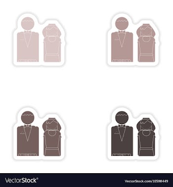 Set of paper stickers on white background bride vector image