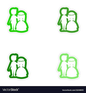 Set of paper stickers on white background bride vector image