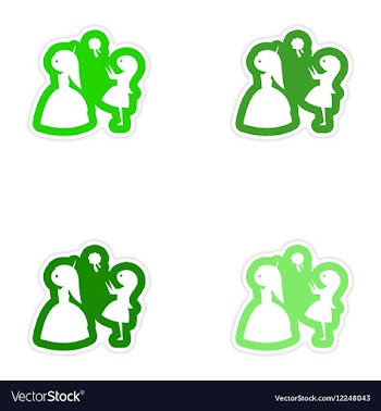 Set of paper stickers on white background bride vector image