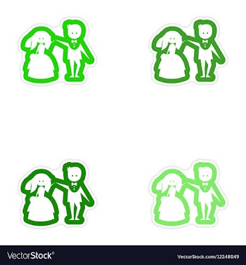 Set of paper stickers on white background bride vector image
