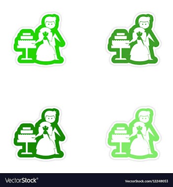 Set of paper stickers on white background Bride vector image