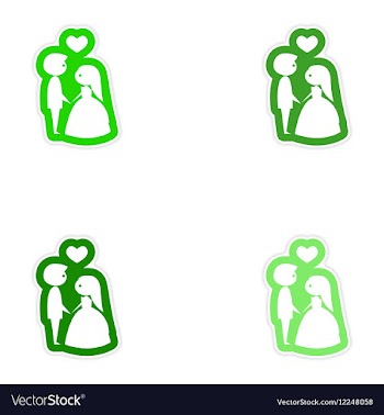 Set of paper stickers on white background bride vector image
