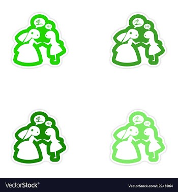 Set of paper stickers on white background Bride vector image