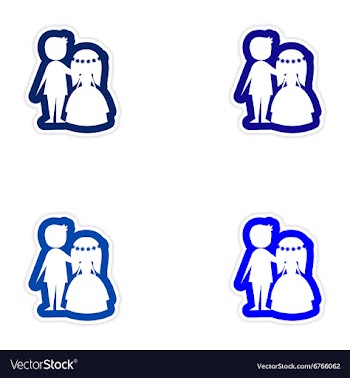 Set of paper stickers on white background bride vector image