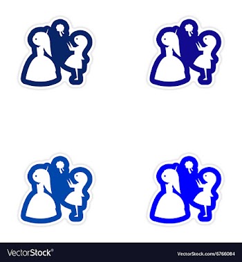 Set of paper stickers on white background bride vector image