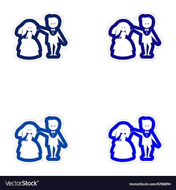 Set of paper stickers on white background bride vector image