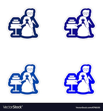 Set of paper stickers on white background Bride vector image