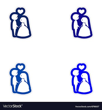 Set of paper stickers on white background bride vector image