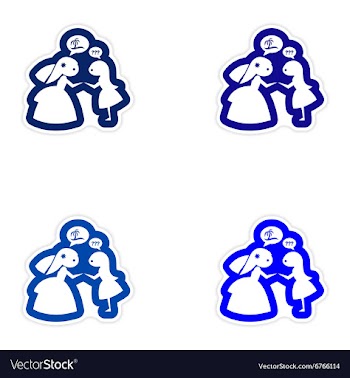Set of paper stickers on white background Bride vector image