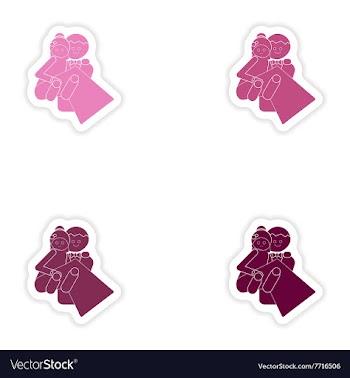 Set of paper stickers on white background bride vector image