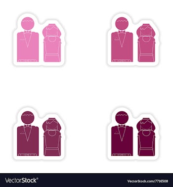 Set of paper stickers on white background bride vector image