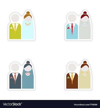 Set of paper stickers on white background bride vector image