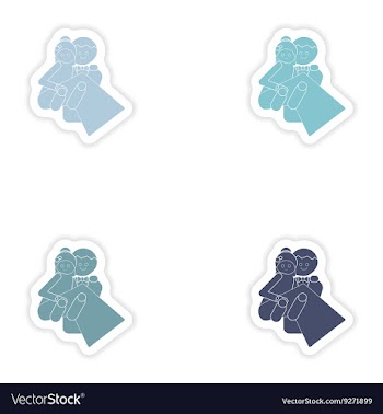 Set of paper stickers on white background bride vector image